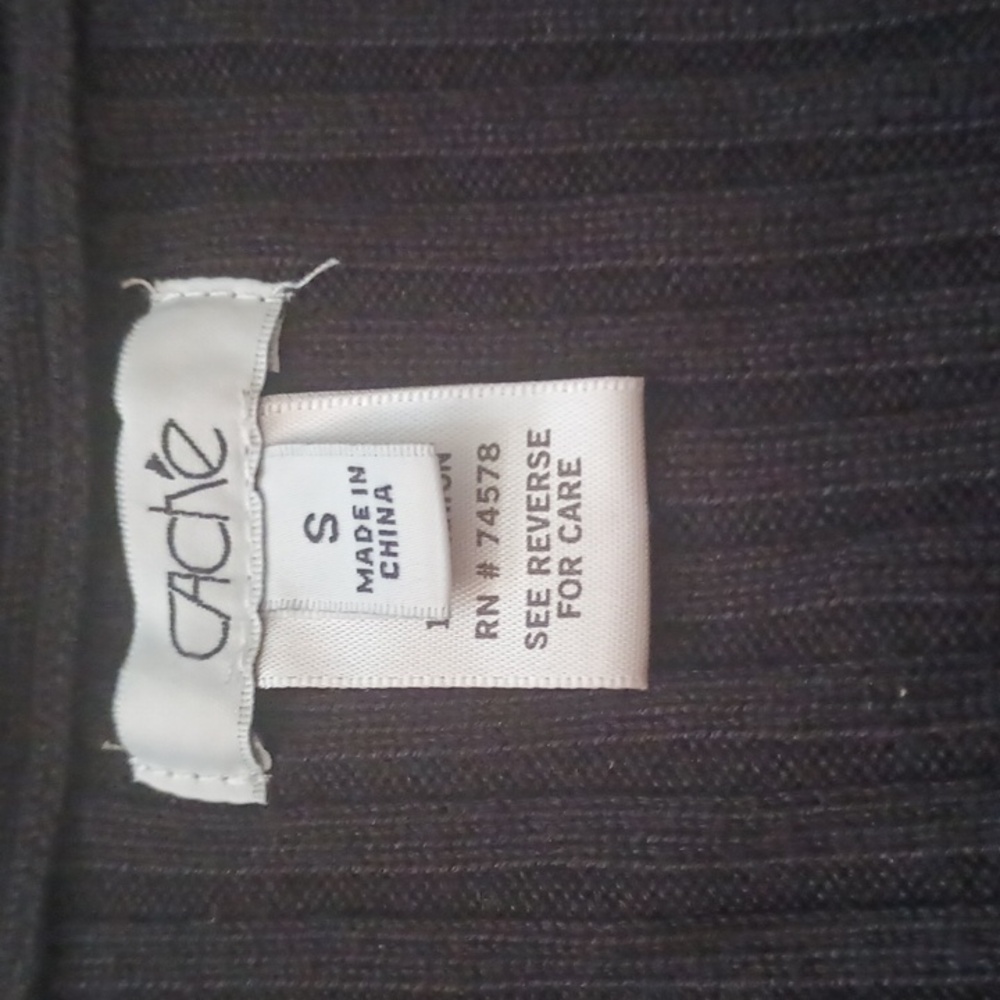 Cache Black Rib Shawl Collar Open Cardigan S - Picture 2 of 7